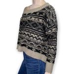 Trouvé Nordstrom M Black Tan Beige Oversized Reverse Slouchy Thick Knit Sweater Size M Photo 2