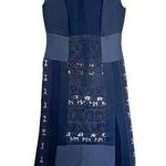 BCBGMAXAZRIA Black Crochet Paneled Sleeveless Pleated Sheath Midi Dress Size XS Photo 0
