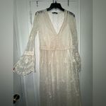 ZARA Beautiful  cream lace embroidered bohemian midi dress large Photo 7