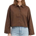 Everlane Chestnut Brown Woven PJ Button Front Top Photo 0