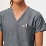 FIGS SCRUBS Graphite Gray Catarina One-Pocket Scrub Top Size Medium Photo 1
