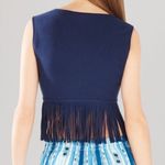 BCBGMAXAZRIA  • Jaleigh fringe crop top sweater knit tank Dark Ink navy blue Photo 8