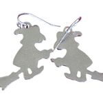 Halloween Earrings Wicked Green Witch on a Broom Fishhook Dangle Enamelware NEW Photo 1