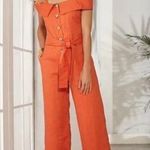 Soft Surroundings Jumpsuit Women Large Coral Linen Raissa Crop Wide Leg Flawed Photo 0