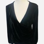 NWT Sexy Black Velvet Faux Wrap Blouse Med Whimsigoth Witchy Office Siren Corp Photo 0