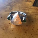 Natural Fire Opal Chrome Diopside Sterling Silver Ring Size 6 Orange Photo 1