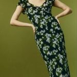 Reformation  Lisola Green Floral Dress L Photo 1