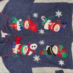Tiara International Vintage  snowman Christmas sweater cardigan beaded zip up siz Photo 3