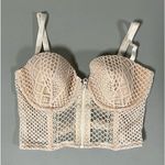 Victoria's Secret Victoria’s Secret Beige White Mesh Fishnet Bustier Corset Bra Bralette Brassiere Lingerie Size 34D 🤍 Photo 0