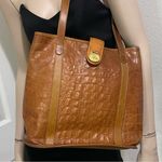 Brahmin Vintage  Brown Embossed Croc Leather Medium Tote Shoulder Bag Photo 1