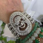 Boutique Statement Silver Pirate Skull Stretch Bracelet Photo 6