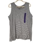 Lands' End Striped Tank Top Women's XXL Sleeveless Black White Casual Photo 1
