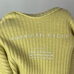 American Eagle  AEO Golden Yellow Ribbed V-Neck Bikini Bodysuit M Photo 2