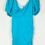 Lavender Brown  Silk Ruched Mini Dress Size Small Aqua Blue Lined Cocktail Photo 0
