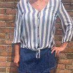 Pink Rose  Rayon Striped Tie Front High Low Hemline Top M Photo 0