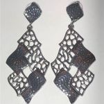 Gunmetal Gray Dark Metal Geometric Dangle Earrings Photo 0