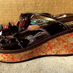 Spring Step  Bonita Wedge Sandals Leather Open Toe Floral Brown EU 38 US 7.5 Photo 2