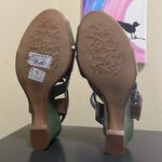LAZIO COLLEZIONE Leather Green Purple Brown Bubba 2.5” Wedges $195 EUC 6.5 Photo 5
