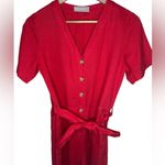 Everlane The Linen Short Sleeve Jumpsuit Size 0 Tomato Red Photo 4