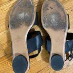 Valentino Garavani  Black Leather Sandals – Gold Ring Accent, Size 8.5 Photo 3