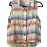 Beach Lunch Lounge Collection Linen Striped Tie Waist Blouse Size Large Photo 0