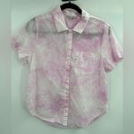 Lucky Brand Women's Tie Dye Button Up Short Sleeve Boho Shirt Pink Size Medium Photo 0