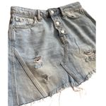 Free People We The Free Distressed Light Wash Button Front Jean Skirt Size 26 Photo 7