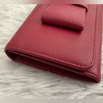 Prada ‎ Saffiano Bow Pink Continental Snap Wallet Photo 4