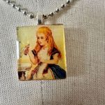 Alice in Wonderland drink me scrabble tile necklace Photo 1