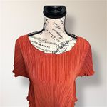 Madewell  XS Rust Orange Micro Pleated Short Sleeve Oversized Blouse Boho Summer Photo 5