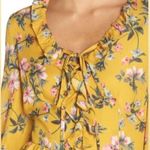 Avec Les Filles Tiered Satin Ruffle Dress, Multi Yellow Gold Size 6 Retail $158 Photo 8