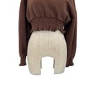 Maniere De Voir Cropped Hoodie Sweatshirt Cotton Brown Tracksuit Size 8 Photo 6