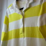 J.Crew Sun Washed Jersey Striped Rugby Shirt Long Sleeve Yellow White Womens L # Photo 4