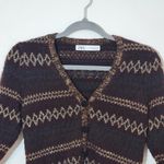 ZARA  Brown and Gold Cropped Cardigan Sweater Size Small Brown Cropped Sweater Photo 2