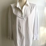 Magaschoni White Cotton Collared Draped Shirt Tunic Blouse Avante Garde Large Photo 0