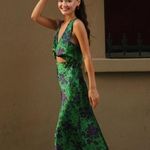 ZARA  maxi floral satin dress wedding evening party Floral Green Cutout Dress Photo 7