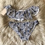 Kensie NWT off shoulder floral bikini blue Photo 86