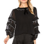 For Love & Lemons Black Ruffle sheer sleeve top size large Photo 0