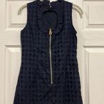 Sail To Sable  Eyelet Ruffle Dress Navy Blue Womens Size 0 Photo 2