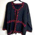 Vintage Vrikke Norwegian Hand Embroidered Trim Wool Jacket Open Tie Closure L Size L Photo 0