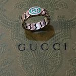 Gucci Sterling Silver Interlocking Curb Chain Ring Photo 1