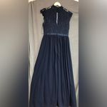 No brand navy blue formal gown, size 10 lace top with chiffon bottom Photo 4