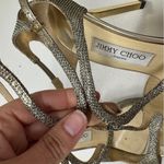 Jimmy Choo  Silver Gold Sparkle Strappy Heels Womens 9 Leather Glitter Glam Shoe Photo 4
