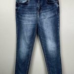 Judy Blue Jeans Women’s 29 High Rise Raw Hem Relaxed Fit Stretchy Blue Photo 0