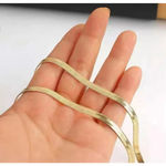 Boutique 3mm Gold Herringbone Necklace | Gold Plated‎ Sterling Silver Photo 3