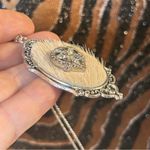 Handmade Handcrafted cowhide vintage gem cameo pendant on chain necklace Photo 5