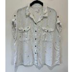 SO  lemon shirt size L white with lemon print sleeveless button down Photo 0