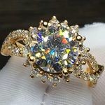 Beautiful Ladies Cocktail Ring With Diamond Inlaid Size 7 Photo 1