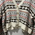 American Eagle  Women’s Multicolored Cropped Cardigan Ski Sweater Size Large Photo 3