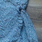 Madewell  Blue Silk Ruffle-Edge Wrap Dress in Bitsy Floral S Photo 3